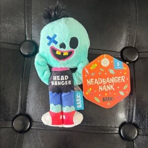 New Barkbox Headbanger Hank Small Bark Dog Plush Stuffed Crinkle Squeaky Toy
